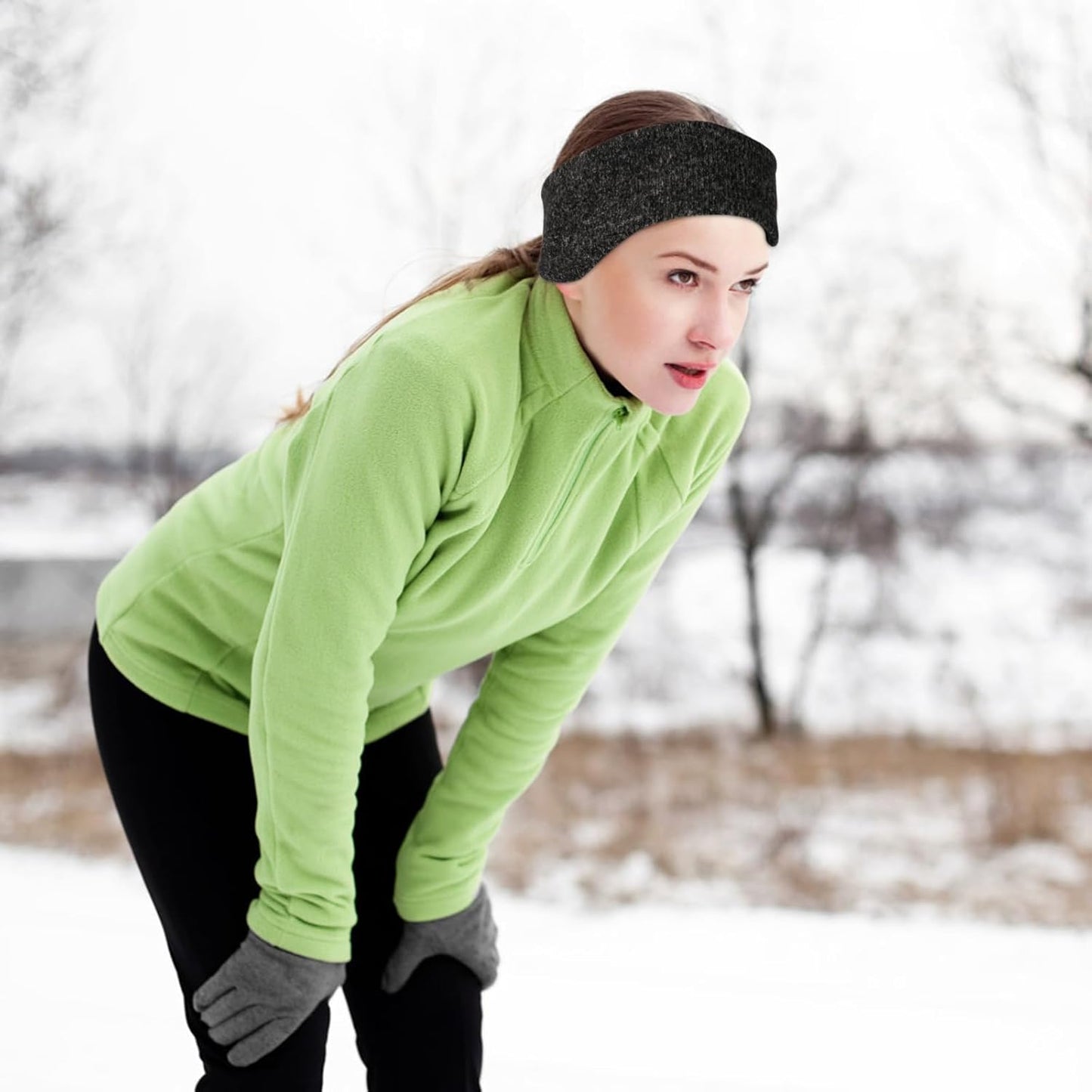 Cache Oreilles Hiver, Élastiques Bandeau Anti-Transpiration Bandeau Cache-Oreilles de Course Bandeaux de Sport Thermique d'hiver en Tricot Doux pour Hommes et Femmes par Temps Froid