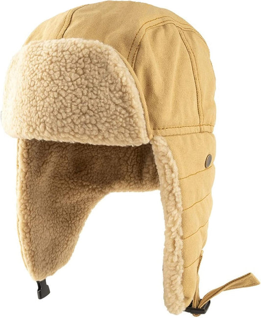 Malaxlx Chapka d’Hiver Chapeau de Trappeur en Fausse Fourrure Homme Chaud Bonnet Aviateur Russe Trooper Ushanka Chapeau de Chasse avec Oreille Rabat