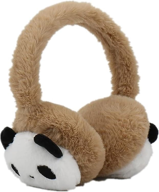 Cache-oreilles panda enfant marron