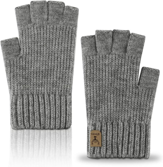 Mitaines demi-doigts grises