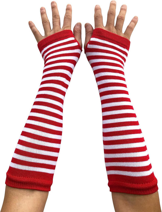 Mitaines longues blanches rouges