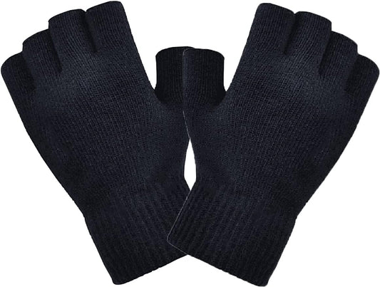 Mitaines noires homme demi-doigts