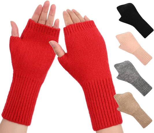 Mitaines rouges femme – Chauffe-poignets cachemire extensibles et chauds