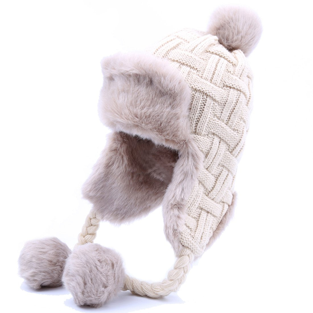 Kuyou Chapeau d'hiver pour femme - Cache-oreilles - Trapper chaud - Fourrure