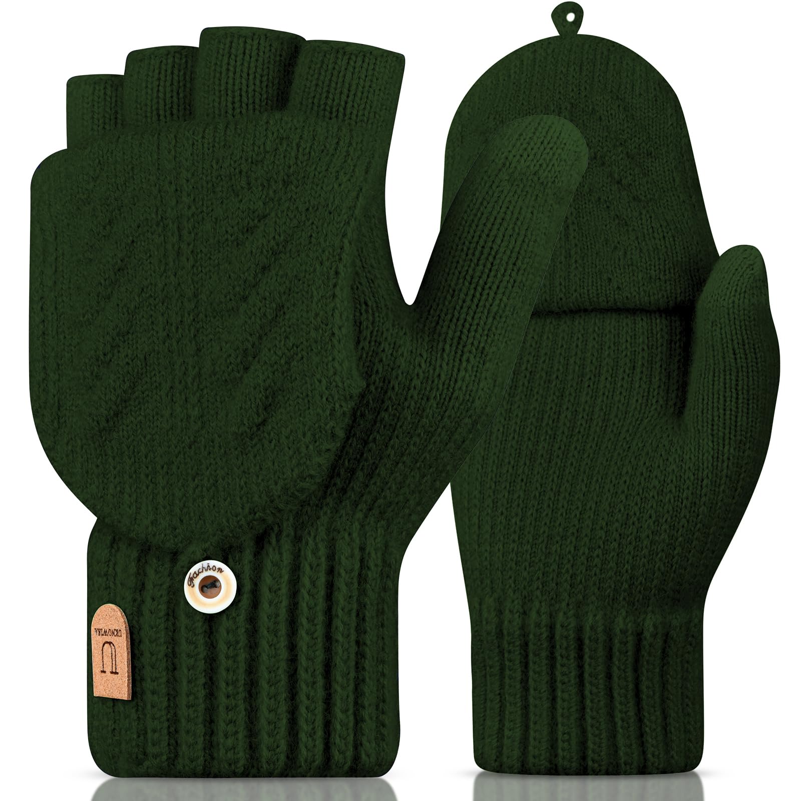 UKNOWISA Gants d'hiver Gants Sans Doigts Convertible Demi Doigts Mitaines Chaud Mitaines à Écran Tactile Chauds Tricotés Conduite Sport Velo Ski Run pour Hommes et Femmes