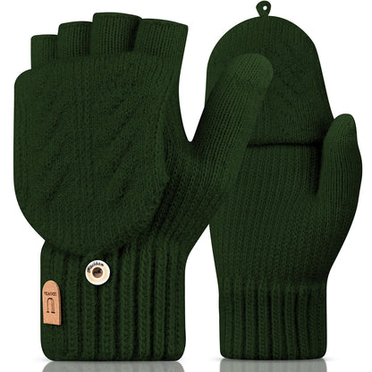 UKNOWISA Gants d'hiver Gants Sans Doigts Convertible Demi Doigts Mitaines Chaud Mitaines à Écran Tactile Chauds Tricotés Conduite Sport Velo Ski Run pour Hommes et Femmes