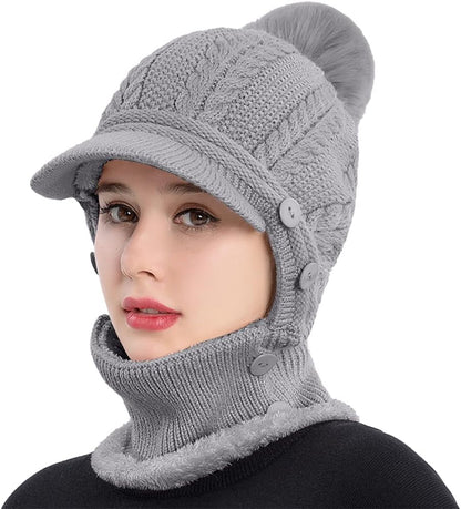 Bonnet cache-oreilles tricot femme
