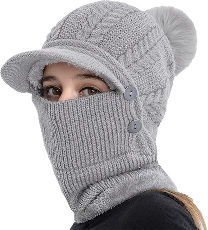 Bonnet cache-oreilles tricot femme cagoule