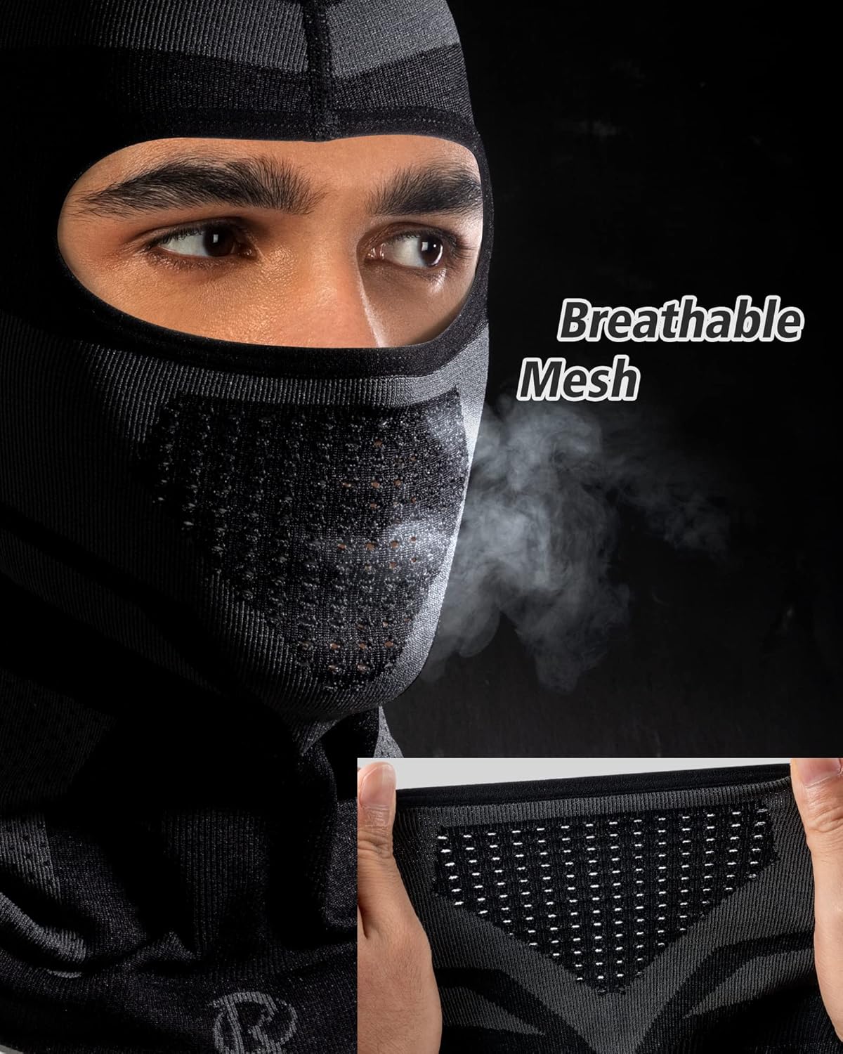  Cagoule Moto sous Casque Masque Intégral gris noir
