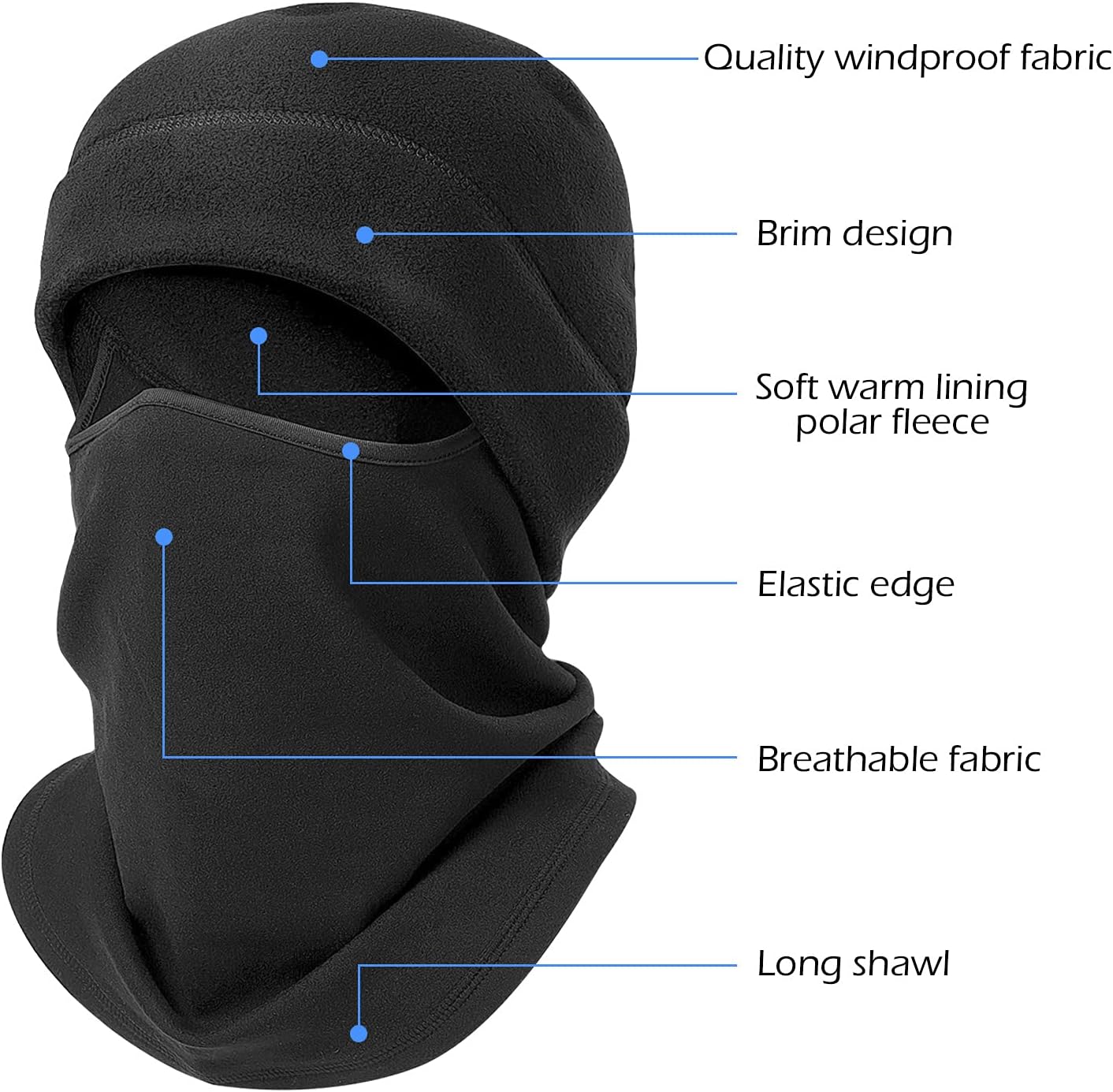 Cagoule polaire multifonction dimension cracteristique