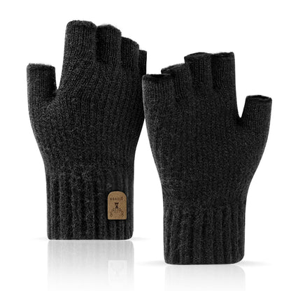 Gants d'Hiver Demi-Doigts Gants Sans Doigts-Mitaines en Tricot Chauds pour Hommes