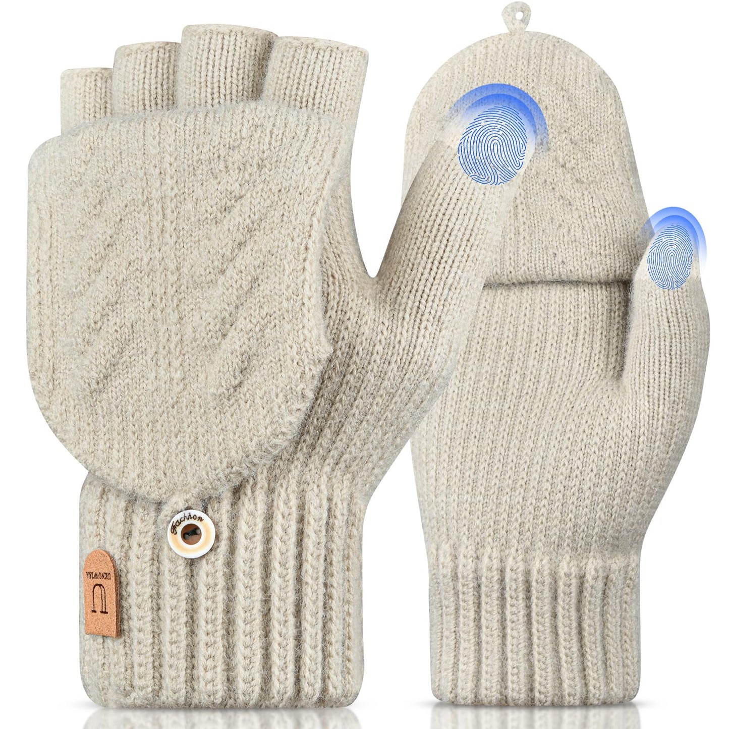 Gants d'hiver Gants Sans Doigts Convertible Demi Doigt