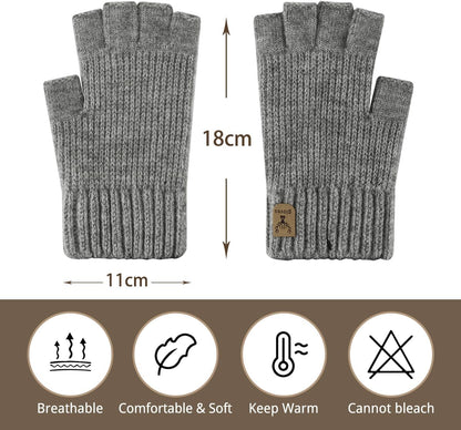 Mitaines demi-doigts grises hiver