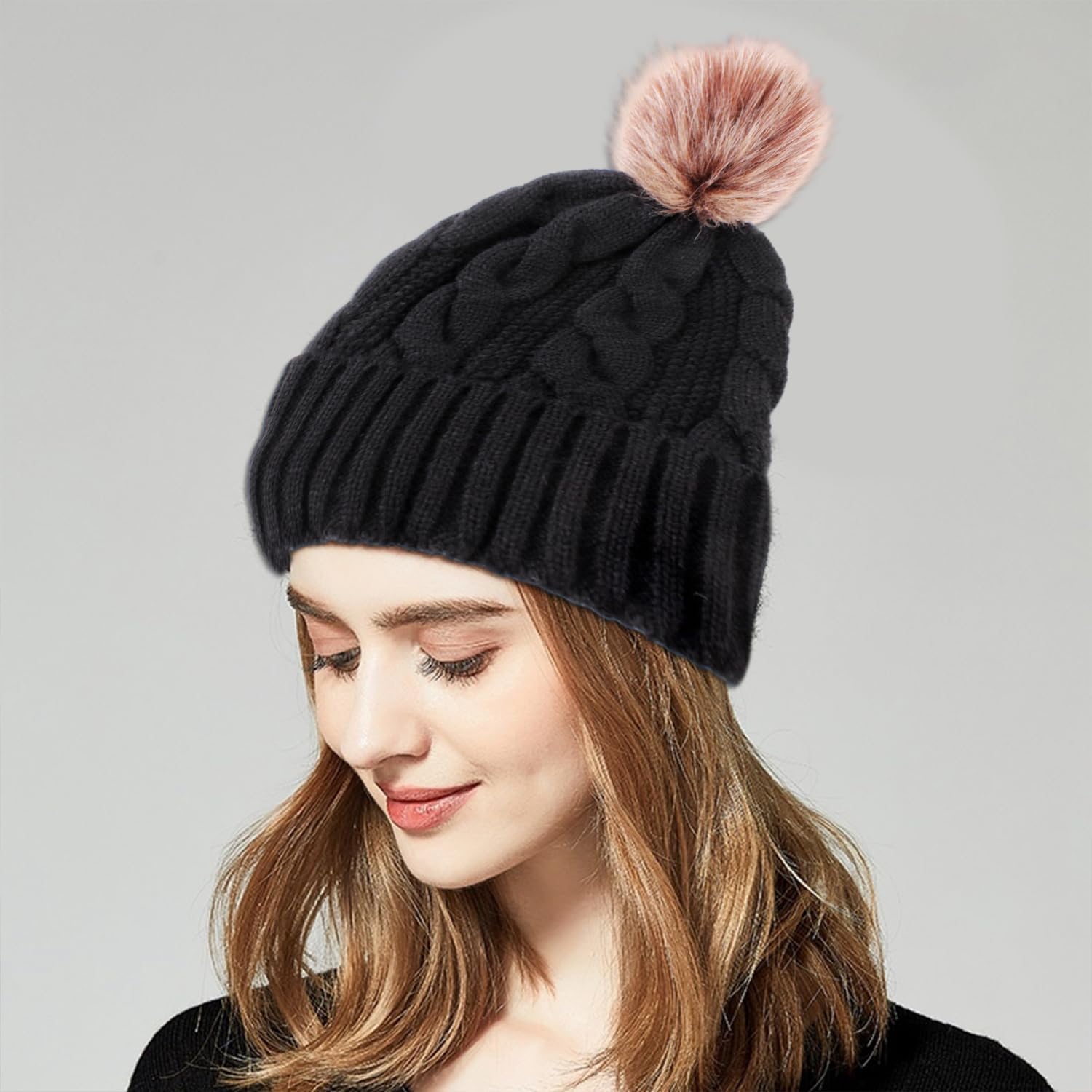 bonnet fourrure noir