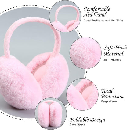 cache oreille hiver rose 